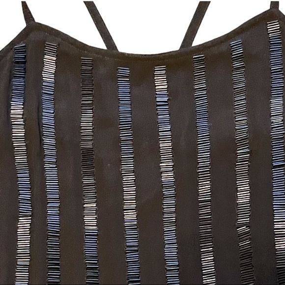 MANGO BLACK SEQUIN SLIP MINI DRESS SIZE 2 - Picture 4 of 7